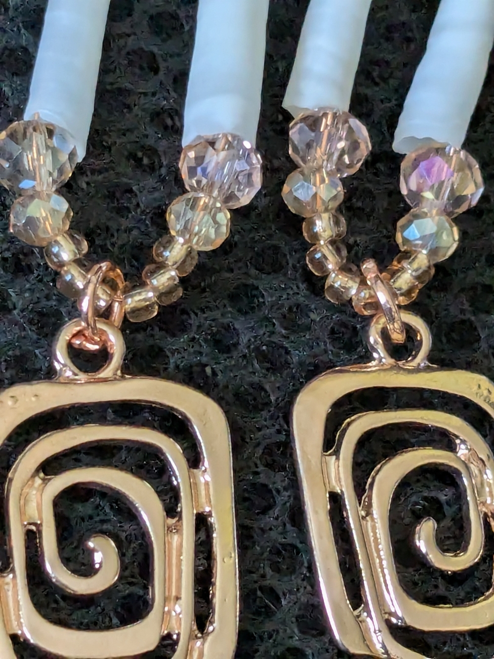 Indigenous Rose Gold Spiral Dentalium Shell Drop Earrings - Picture 5 of 6